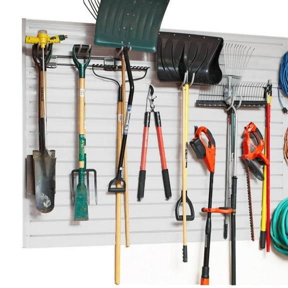 Heavy Duty PVC Slatwall Panels 4Ft X 4Ft, Interlocking Garage Wall Storage System for Pegboard Hooks and Shelving