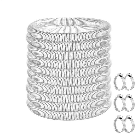 Heavy Duty PVC Pipe, 50Ft 1-1/2in Sump Pump Hose with 6 Clamps for Industrial, Spa, Pool & Marine Pump Drain