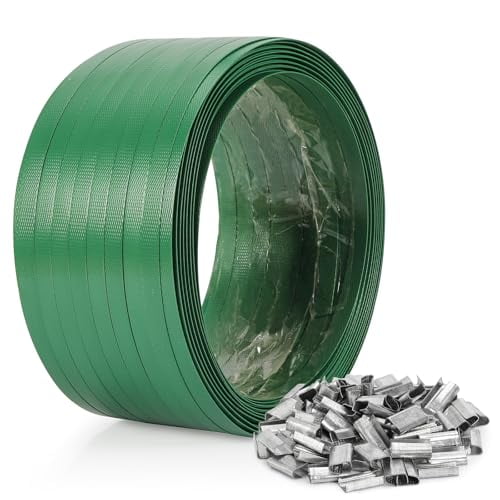 Heavy Duty Packaging Strapping Banding Roll - Green Polyester PET Industrial-Grade, 850' x 5/8" x 0.035" Pallet Strap Coil - 1400 lbs Break Strength Packaging Strapping Banding for Packing