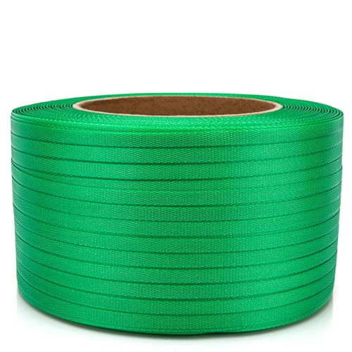 Heavy Duty Packaging Strapping Banding Roll, Packaging Banding Strap, Poly Strapping, Polyester Strapping Band 3280' x 5/8" x 0.035"-485 lbs Break Strength Plastic Strapping (Green)