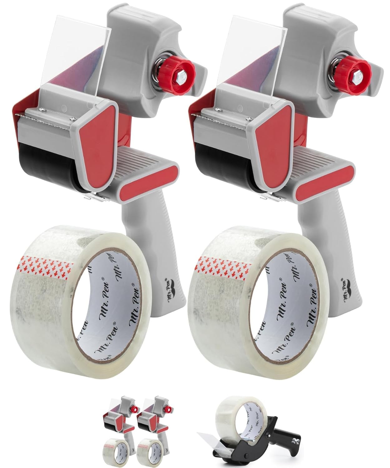 Mr. Pen- Heavy Duty Packing Tape Dispenser Gun, 2 Inch, Pack with Clear Rolls, Handheld Gun for Moving, Shipping, Sealing Boxes & Packaging