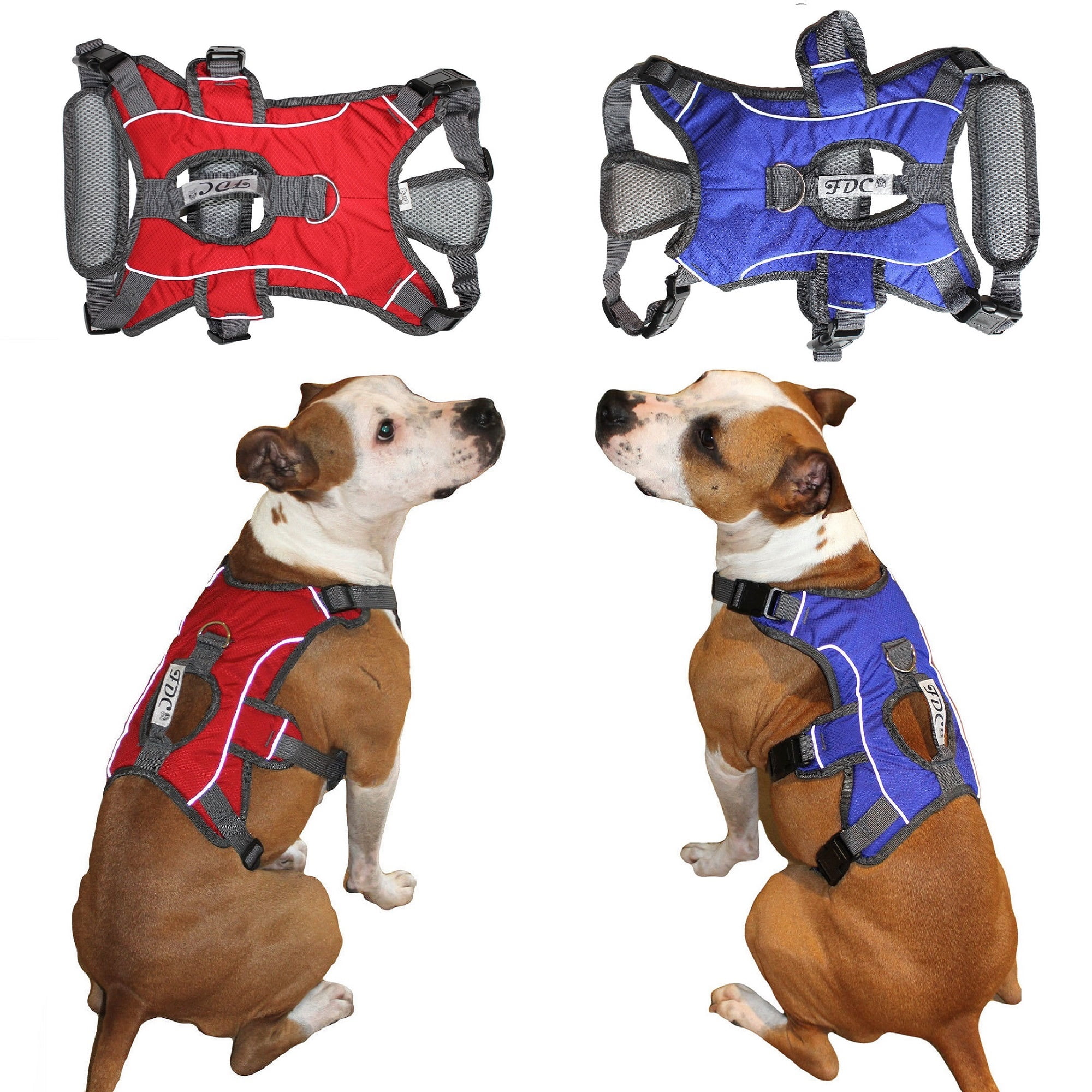 Heavy Duty Padded No-Pull Reflective Dog Harness Vest with Handle Medium to Large Dogs (Large: Chest 26" - 30", Blue)