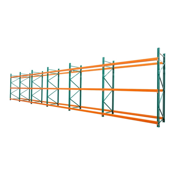 Heavy Duty Pallet Racking System, 6 Bays (48 ft Total), Adjustable Industrial Warehouse Storage Shelving, 96"W x 118"H x 42"D per Bay, 4,062 lbs Capacity per Level