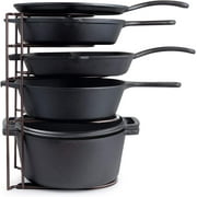 Heavy Duty Pan Organizer, Extra Large 5 Tier Rack - Holds Cast Iron Skillets, Dutch Oven, Griddles - Durable Steel Construction - Bronze 15.4-inch