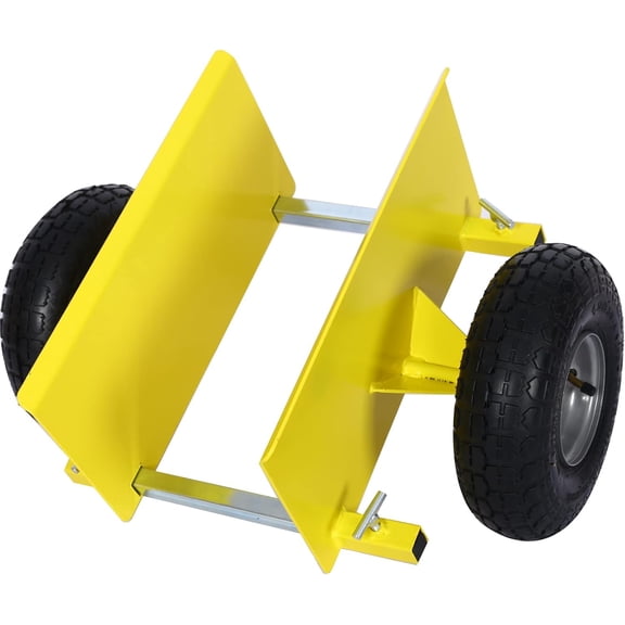 Heavy Duty Panel Dolly, Adjustable Door Dollys with Wheel, 2 10" Pneumatic Wheels 600LBS Load Bearing for Drywall Sheet Heavy Appliance & Material Handling All Terrain Moving Cart Panel Yellow