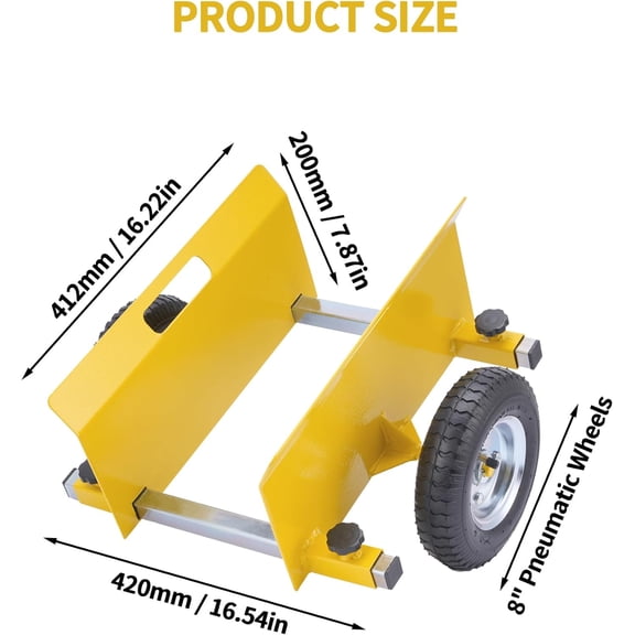 Heavy Duty Panel Dolly Cart 660LBS Capacity with 8 Inch Pneumatic Wheels Adjustable Drywall Mover for Sheet Material Handling All Terrain Moving Slab
