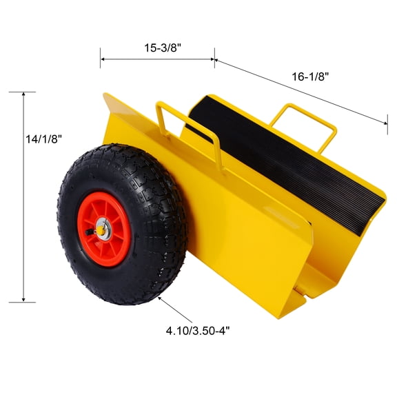 Heavy Duty Panel Dolly Slab Dolly with Handle & 2 10" Peneumatic Tires Wheels 600LBS Load Capacity for Drywall Sheet Heavy Appliance & Material Handling All Terrain Moving Cart Panel Dolly - Yellow,