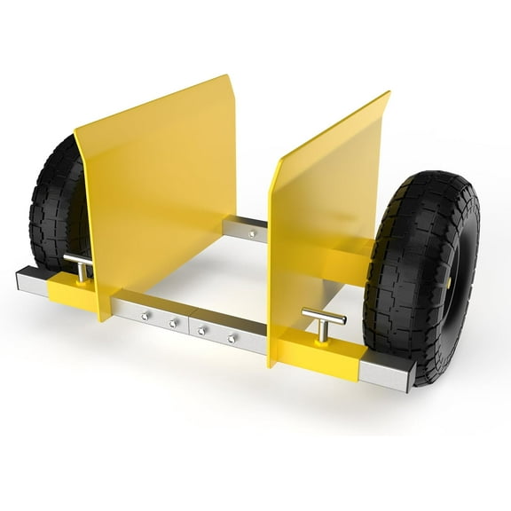 Heavy Duty Panel Dolly Slab Door Dollys with 2 10in Solid Rubber Tires Wheels, 1000LBS Load Bearing for Drywall Sheet Heavy Material Handling All Terrain Moving Cart Adjustable Panel Dolly - Yellow