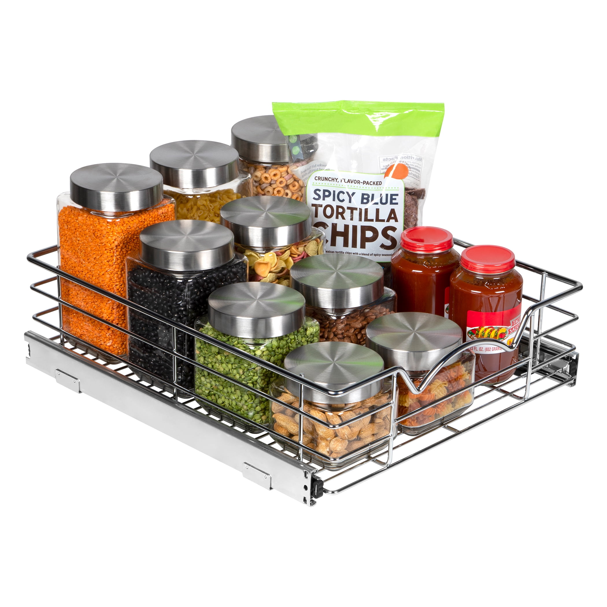 Heavy Duty Pantry Pull Out Cabinet Organizer Basket - Basket Size 11W x  21D x 5H 