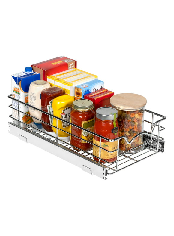 Heavy Duty Pantry Pull Out Cabinet Organizer Basket - Basket Size 11"W x 21"D x 5"H