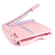 Heavy Duty Paper Trimmer, 12" Cut Length A4-B7 Guillotine Paper Cutter Photo Guillotine Craft Machine, 16 Sheets Capacity for Standard Cutting of Paper, Photos or Labels, Pink
