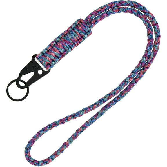 Heavy Duty Paracord Lanyard Keychain, Paracord Necklace Cell Phone Keychain Whistles Wrist Braided Strap