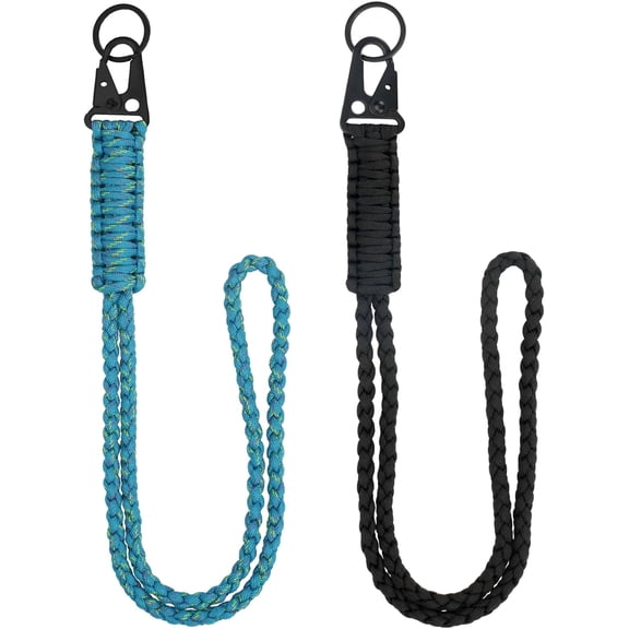 Heavy Duty Paracord Lanyard Keychain, Paracord Necklace Cell Phone Keychain Whistles Wrist Braided Strap