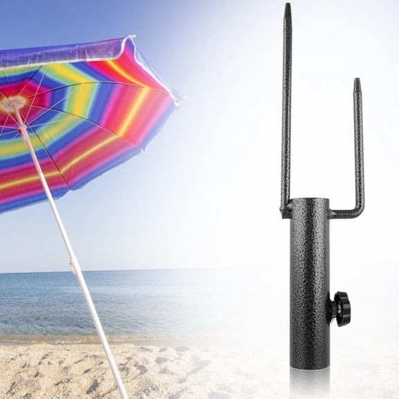 Heavy Duty Parasol Anchor Beach Umbrella Holder Base 15 Inches / 38.1 cm Rust Resistant Stainless Steel Sand Screw Stand Ground Spike for Fishing Rods Outdoor