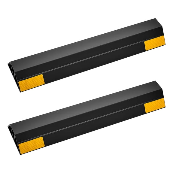 Heavy Duty Parking Blocks 16 Inch 2 Pack Garage Curb Stops with Reflective Strips for Cars Trucks Vans Durable Tire Wheel Guides and Bumpers