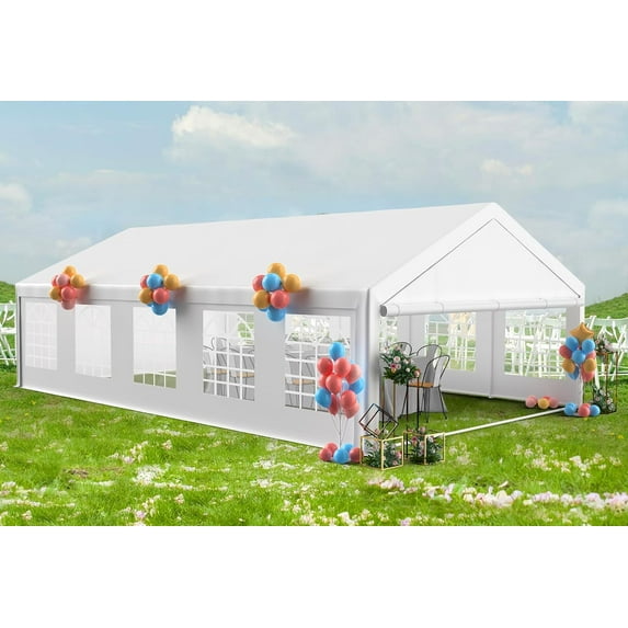 Heavy Duty Party Tent, Outdoor Wedding Event Tent with Removable Sidewalls + Large White Roof for Parties, Wedding, Commercial Birthday Party