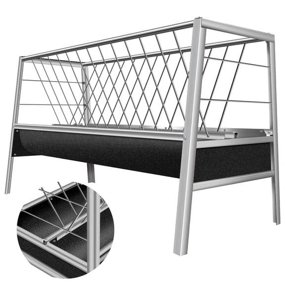 Heavy Duty Pasture Feeder, Stainless Steel&Rubber Goat Hay Feeder, Livestock Feeding Bowl, Feed Basin for Ranch Livestock and Wildlife
