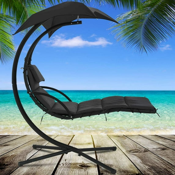Dkeli Steel Adjustable and Foam Wrapped Armrests Swing Lounge Chair Black