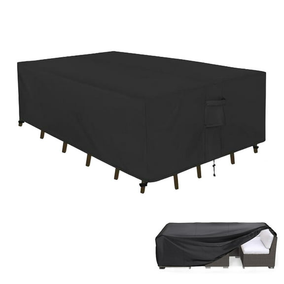 Heavy Duty Patio Furniture Covers Waterproof, Outdoor Table and Chair Set Cover with Windproof Buckle Straps for Sectional Sets