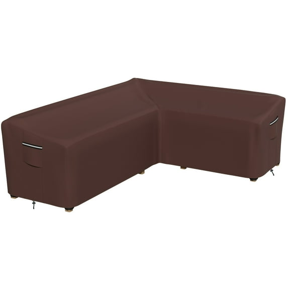 Heavy Duty Patio Sectional Sofa Cover Outdoor Furniture Cover Waterproof Brown 104x83(L-Shaped-Right Facing)