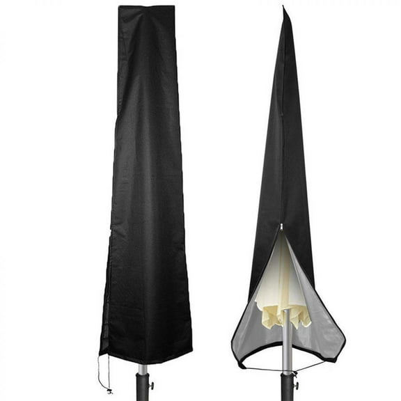 Heavy-Duty Patio Umbrella Cover, Weatherproof All Seasons Outdoor Protector with Adjustable Drawstrings, Easy Storage and Telescopic Rod for 7ft to 11ft Market Umbrellas