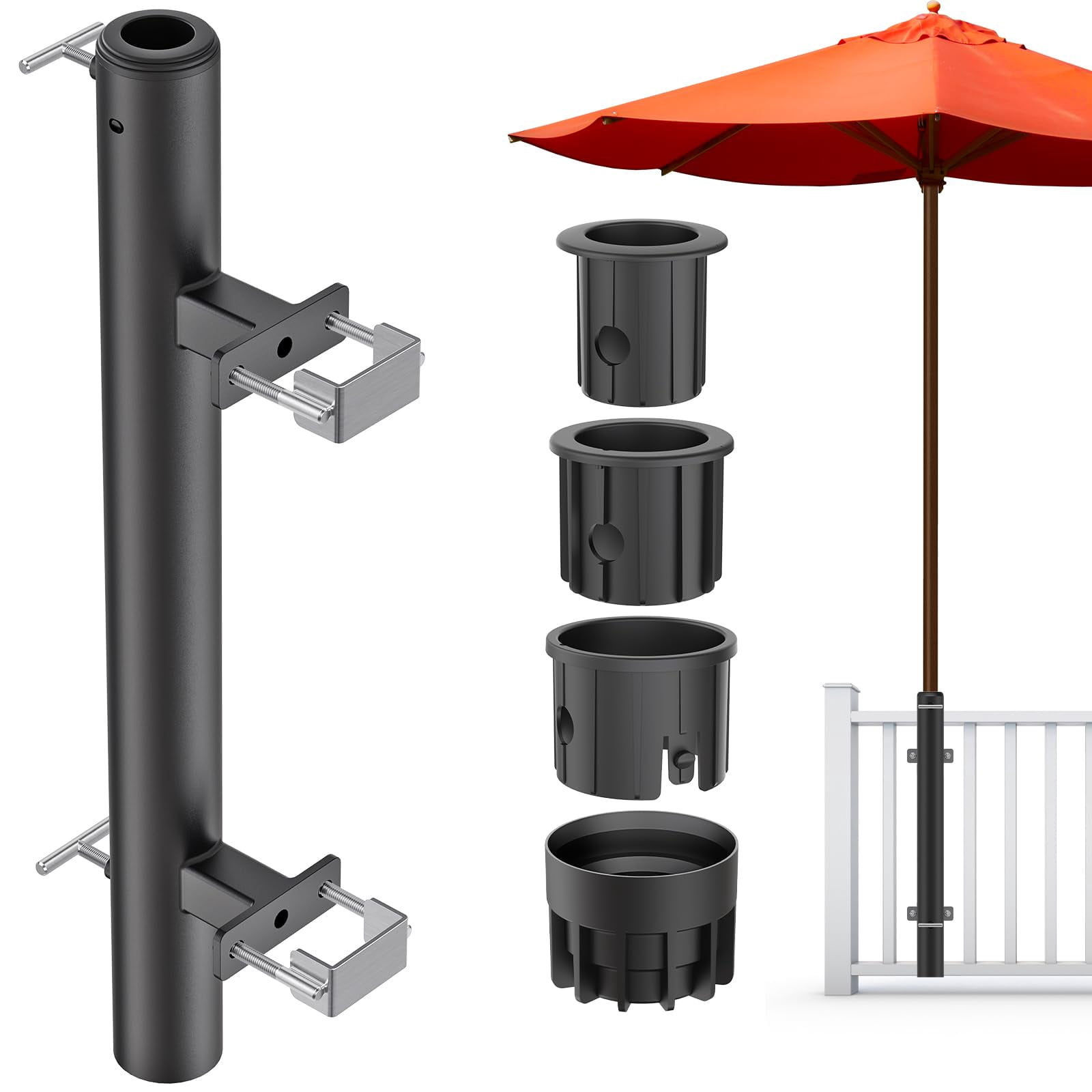 Heavy Duty Patio Umbrella Holder, Steel Deck Clamp Holder up to 2 ...