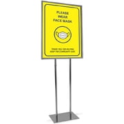 Heavy Duty Pedestal Sign Stand, 22" X 28" Single Bulletin Sign Holder W/Flat Base for Retail Displays, Store, Advertising - Chrome Finish