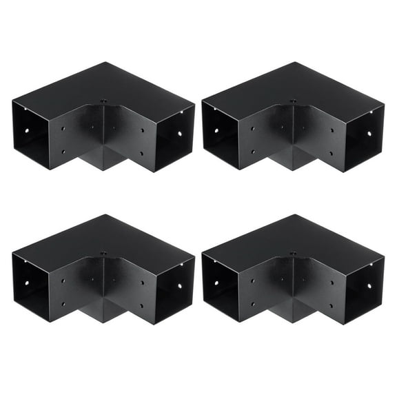 Heavy Duty Pergola Brackets 4''x4'', 4pcs 3-Way Post Base Kit for Wooden Beams, DIY Outdoor Gazebo/Patio/Pergola Construction