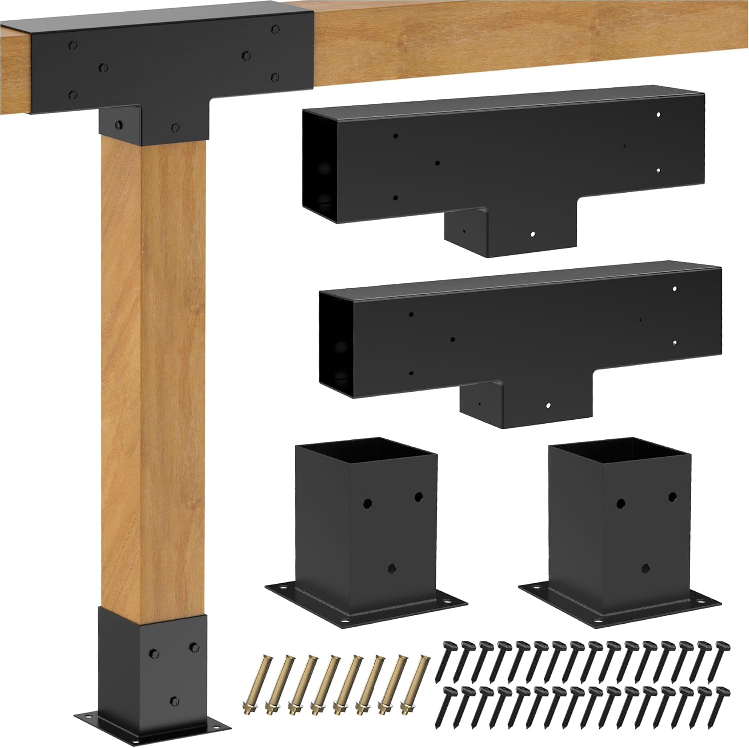 Heavy Duty Pergola Kit with 3-Way T-Angle Corner Brackets for 4"x4 ...