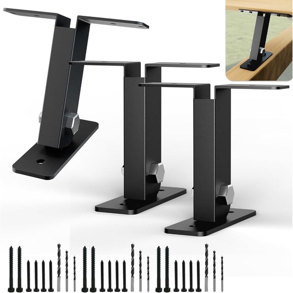 Heavy Duty Pergola Roof Riser Beam Bracket for Gazebo Posts - Adjustable 90 Support, Wind & Snow Resistant, Includes Screws Drill Bits, Black, 3 Pieces