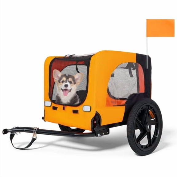 Heavy Duty Pet Bike Trailer, 16" All-Terrain Wheels, Folding Dog Carrier with Universal Hitch