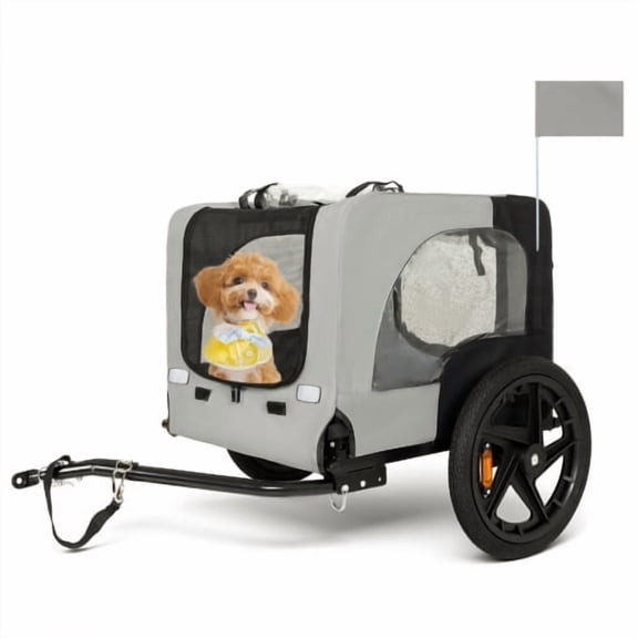 iTeafcom Heavy Duty Pet Bike Trailer, 16" All-Terrain Wheels, Folding Dog Carrier with Universal Hitch