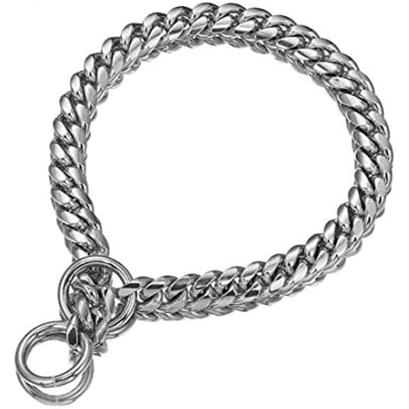Heavy Duty Pet Collar, Wide 12/15/18mm Silver Dog Chain, Cuban Curb Link Dog Collar, Strong Stainless Steel Metal Chain for Dog - Shepherd Dog, Labrador, Rottweiler, Bulldog(12mm,14inch)