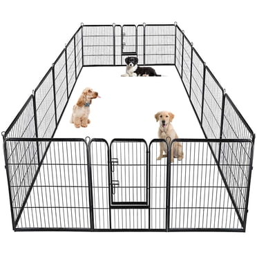 View of 10ft x 10ft Heavy Duty Metal Dog Kennel with Roof, Outdoor Enclosure ...
