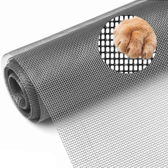 Heavy Duty Pet Resistant Window Screen Mesh, 48 x 102 Inch Grey Fiberglass Replacement Screen for Cats and Dogs, Bug and Mosquito Protection Netting for Sliding Doors, Windows and Patios