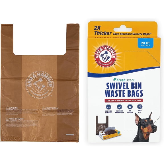 Heavy Duty Pet Waste Bags for Swivel Bin & Rake Dog Pooper Scooper, 20 Count Refill Bags (Packaging May Vary)