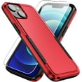 thumbnail image 1 of Heavy Duty Phone Case Designed for Apple iPhone 13 Case with 1Pc Tempered Glass Screen Protector, Shockproof Dropproof Anti-Scratch Phone Case Cover for Apple iPhone 13,Red, 1 of 7