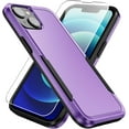 thumbnail image 1 of Heavy Duty Phone Case Designed for Apple iPhone 13 Case with 1Pc Tempered Glass Screen Protector, Shockproof Dropproof Anti-Scratch Phone Case Cover for Apple iPhone 13,Purple, 1 of 6