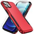 thumbnail image 1 of Heavy Duty Phone Case Designed for Apple iPhone 14 Plus Case with 1Pc Tempered Glass Screen Protector, Shockproof Dropproof Anti-Scratch Phone Case Cover for Apple iPhone 14 Plus,Red, 1 of 7