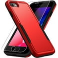 thumbnail image 1 of Heavy Duty Phone Case Designed for Apple iPhone SE,8,7 Case with 1Pc Tempered Glass Screen Protector, Shockproof Dropproof Anti-Scratch Phone Case Cover for Apple iPhone SE,8,7,Red, 1 of 6