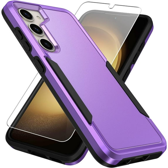 Heavy Duty Phone Case Designed for Samsung Galaxy A13 Case with 1Pc Tempered Glass Screen Protector, Shockproof Dropproof Anti-Scratch Phone Case Cover for Samsung Galaxy A13,Purple