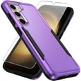 thumbnail image 1 of Heavy Duty Phone Case Designed for Samsung Galaxy A14 Case with 1Pc Tempered Glass Screen Protector, Shockproof Dropproof Anti-Scratch Phone Case Cover for Samsung Galaxy A14,Purple, 1 of 7
