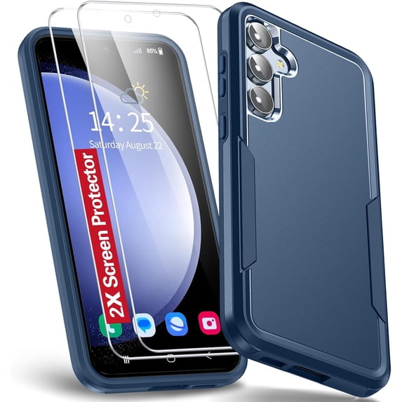 Entronix 3-in-1 Sleek Heavy Duty Case Compatible with Galaxy A25 with 2 Screen Protector, Navy Blue