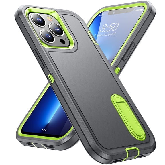 Heavy Duty Phone Case compatible with Apple iPhone 16, Anti-Drop Hybrid Shockproof Rugged Military Bumper Tough Protective Cover with Kickstand