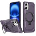 thumbnail image 1 of Heavy Duty Phone Case For iPhone 16 Plus,Built-in Rotatable Magnetic Ring Kickstand,Shockproof Dropproof Tough Rugged Anti-fall Protective Phone Case Cover For iPhone 16 Plus, Purple, 1 of 6