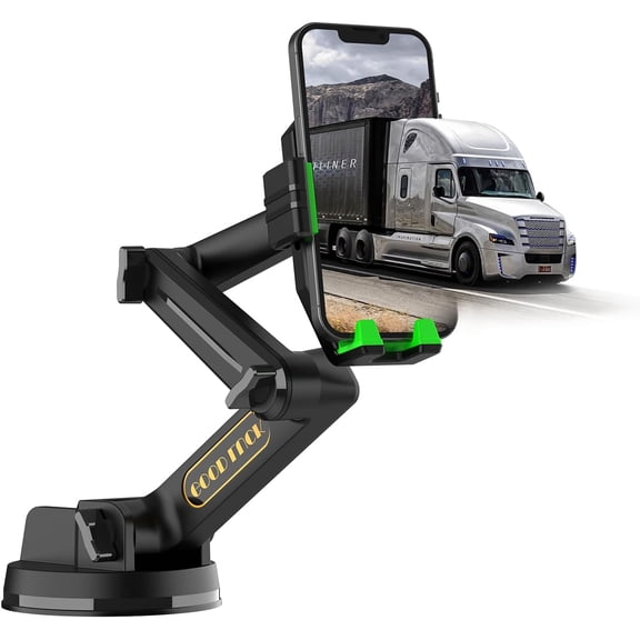 Heavy Duty Phone Holder - Long Arm, Anti-Shake Suction Cup, Compatible with All Phones & Vehicles