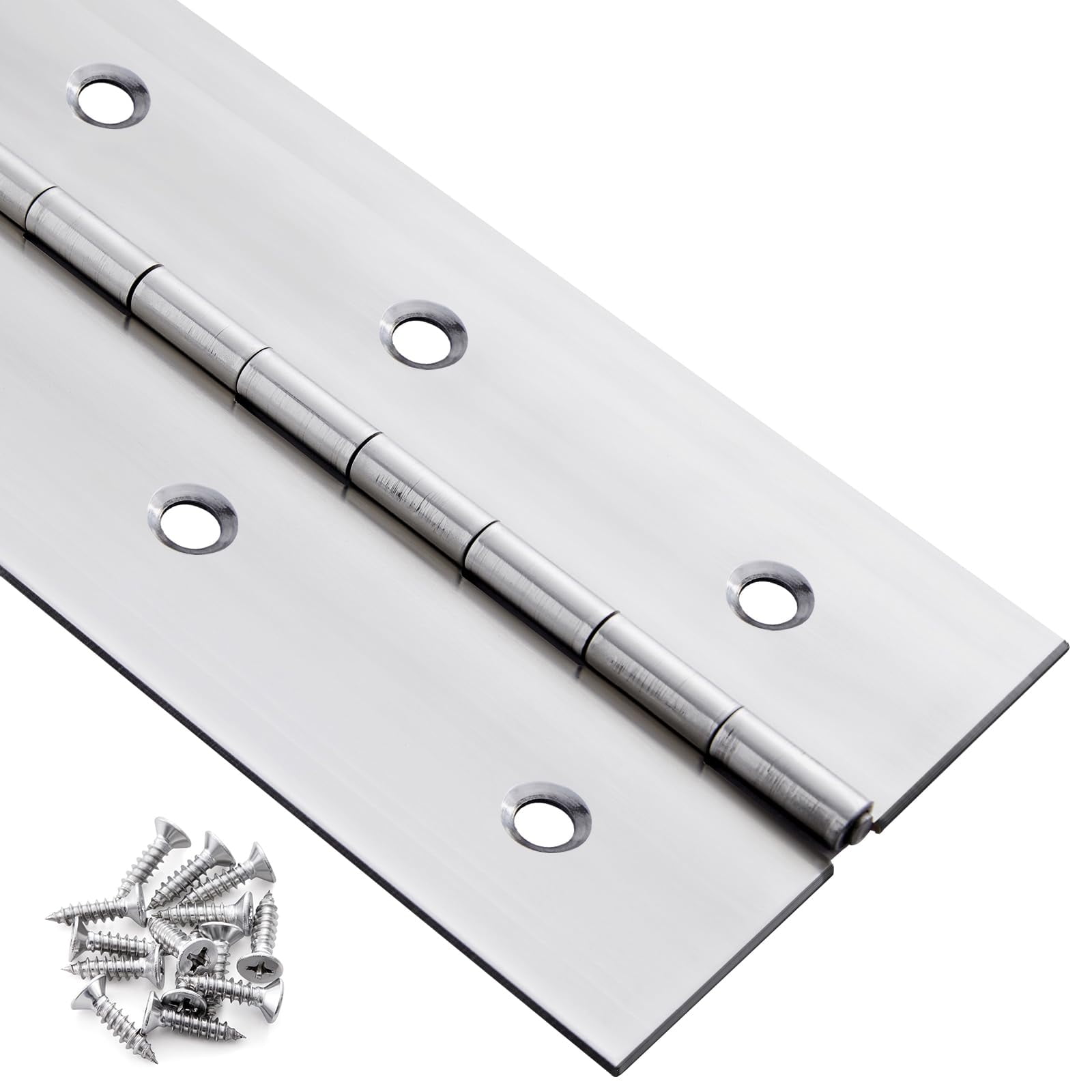 4-Pack 4" Black Stainless Steel Piano Hinges - Heavy Duty, 2" Open Width With Screws