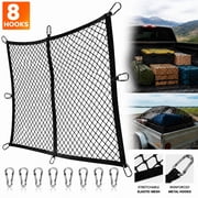 Heavy-Duty Pickup Truck Bed Cargo Net , 4 4 to 7 7 Stretchable Elastic Mesh with 8 Reinforced Metal Hooks , Secures Luggage, Tools & Equipment , Fits Most Trucks, SUVs, Vans & Boats