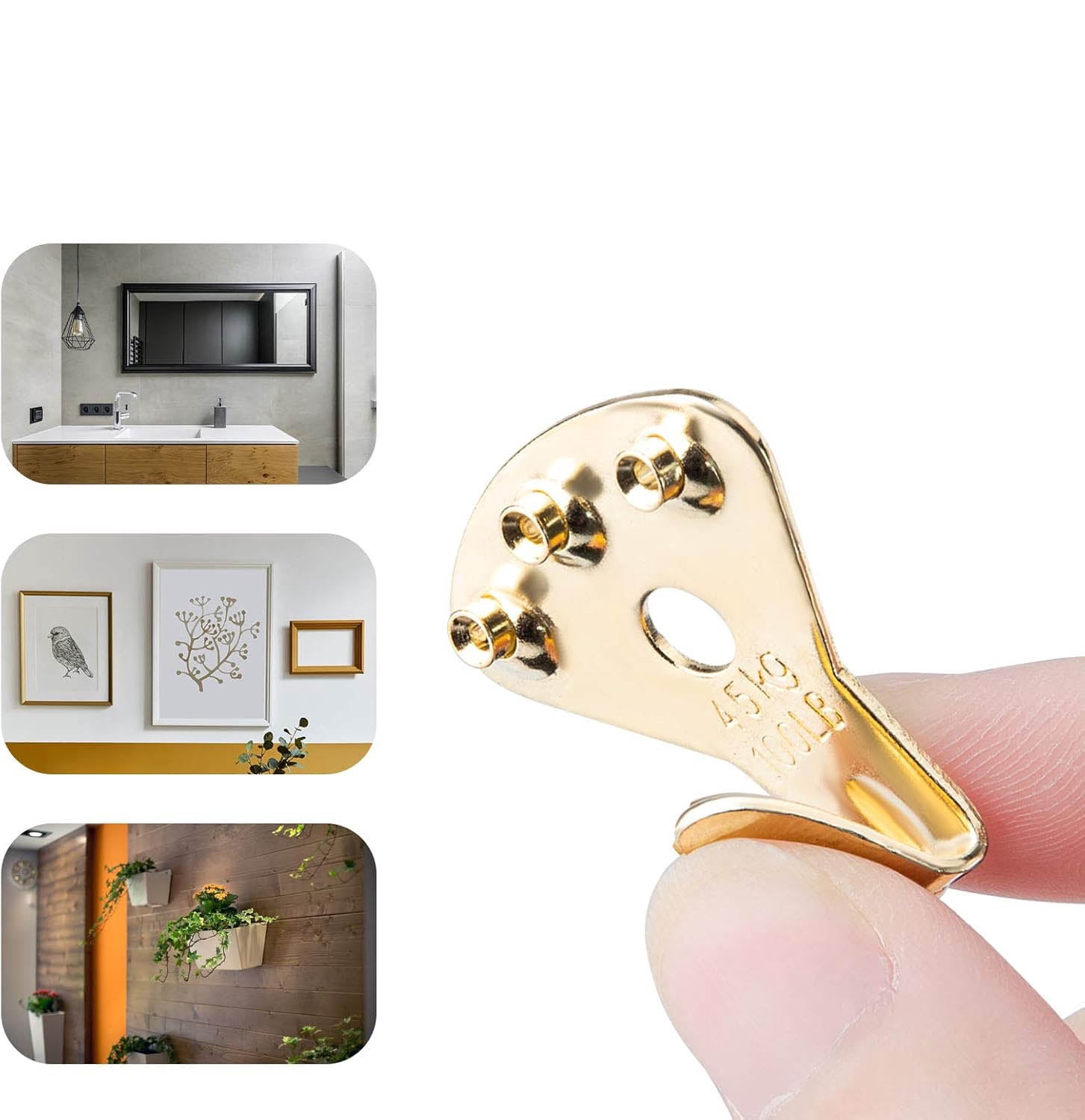 Heavy Duty Picture Hangers with Nails, Professional Picture Hanging Hooks, Premium Hanging Hardware for Clock, Mirror, House Decoration