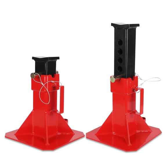 Heavy Duty Pin-Type Jack Stands with Lock, 22 Ton (44,000 lb) Capacity, Adjustable 13"-19", Automotive Support Stands for Trucks, Trailers, and Cars, 1 Pair, Red